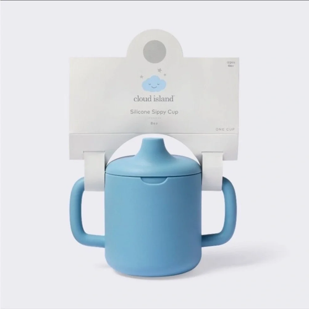 Two 8oz Silicone Sippy Cup - Blue - Cloud Island